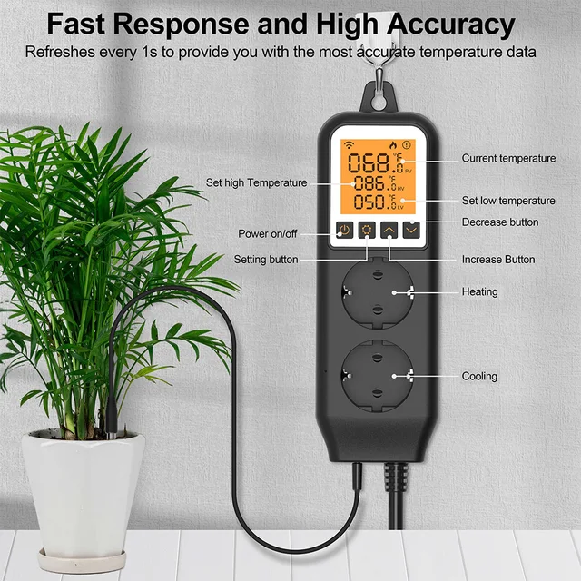 WiFi Digital Temperature Controller Smart Socket Thermostat Sensor Heating Cooling Mode for Nursery Fermentation Reptile Farming 4