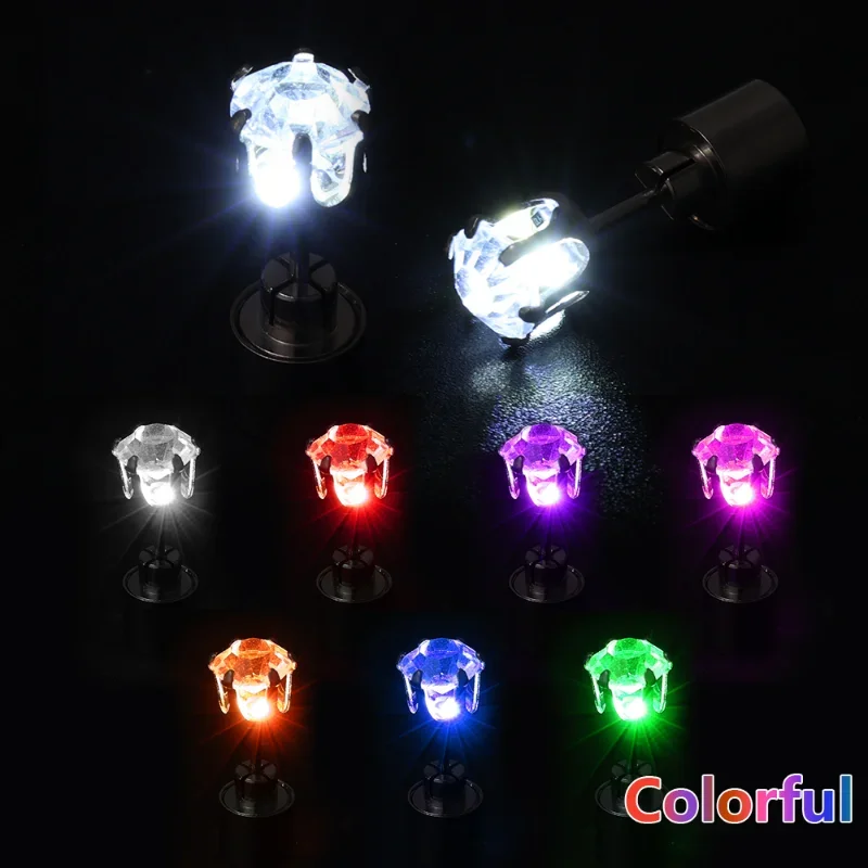 Cyberpunk Colorful LED Luminous Square Earrings Men Women's Cool Fashion Zircon Earring Party Carnival Disco Jewelry Accessories 2