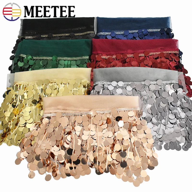 2/5야드 18cm 스팽글 프린지 태슬 라틴 드레스 의류 공예 레이스 트림 숄 의류..