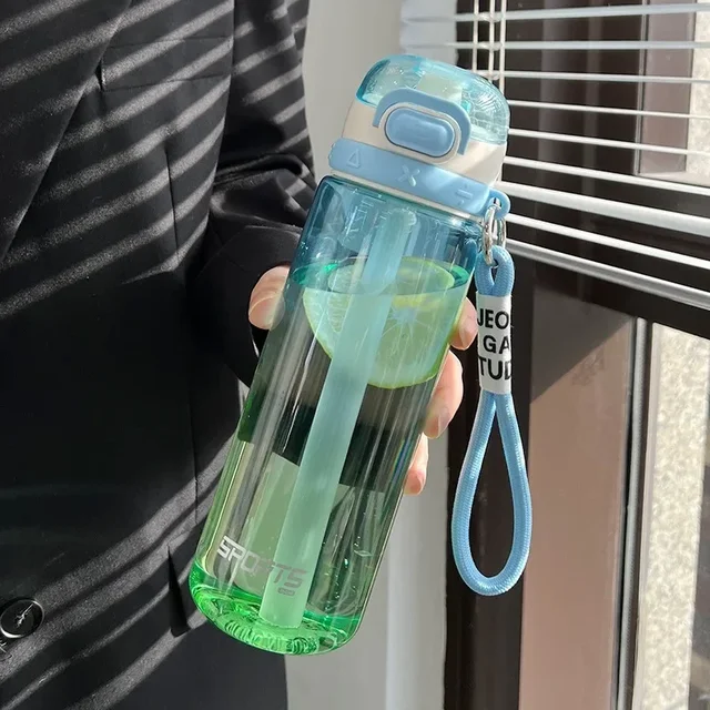 New Gradient Plastic Cup Outdoor Fitness Kettle With Straw 750ML Large Capacity Sports Water Bottle For Camping Climbing Hiking 2