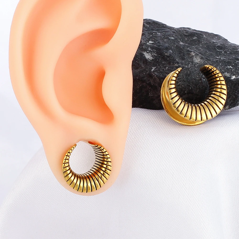 Vankula Ohr Tunnel 1 Paar - Double Flared Blumen Design Edelstahl