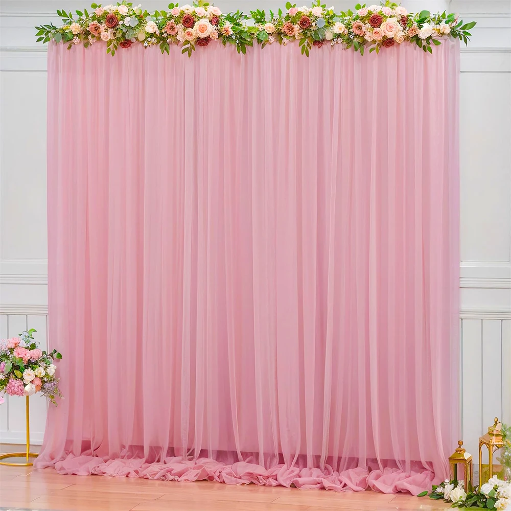 Transparente Tüll-Hintergrundvorhänge, faltenfreier Vorhang für Party, Hochzeit, Babyparty, Geburtstag, Party, Fotohintergrund, Heimdekoration – Detail 11