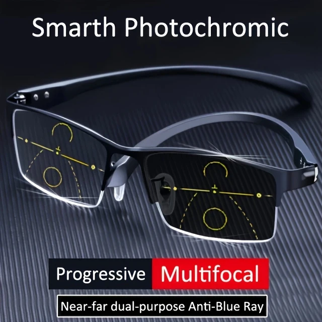 2025 Tr90 lunettes de lecture multifocales photochromiques hommes femmes progressif Anti-rayon bleu demi-jante presbyte lunettes 1.0-4.0 1