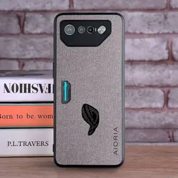 Textile Leather Protective Case with Soft TPU and Hard PC Back for Rog Phone 7 (Light Gray)