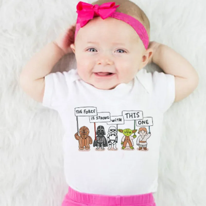 Newborn Rompers The Force is Strong With This One Baby Cotton Romper Playsuit Outfits Infant Boys Girls Jumpsuit Summer Costumes