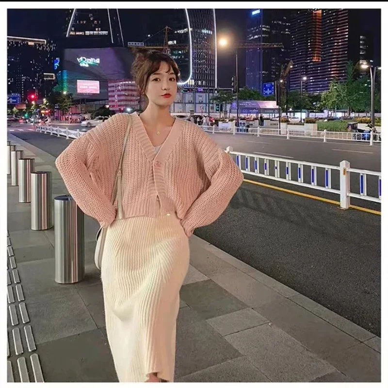 New Autumn Winter Fashion Women's Cardigan Long Sleeve Sweater Elegant Single-breasted Knitwear Short Solid Color Jacket