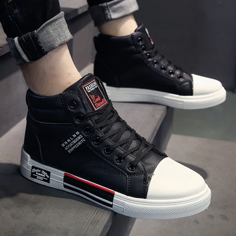 Fall/Winter Mid-High Men's Shoes 2023 Fashion Casual Sneakers High-quality Artificial Leather and Velvet Warm Men's Boots