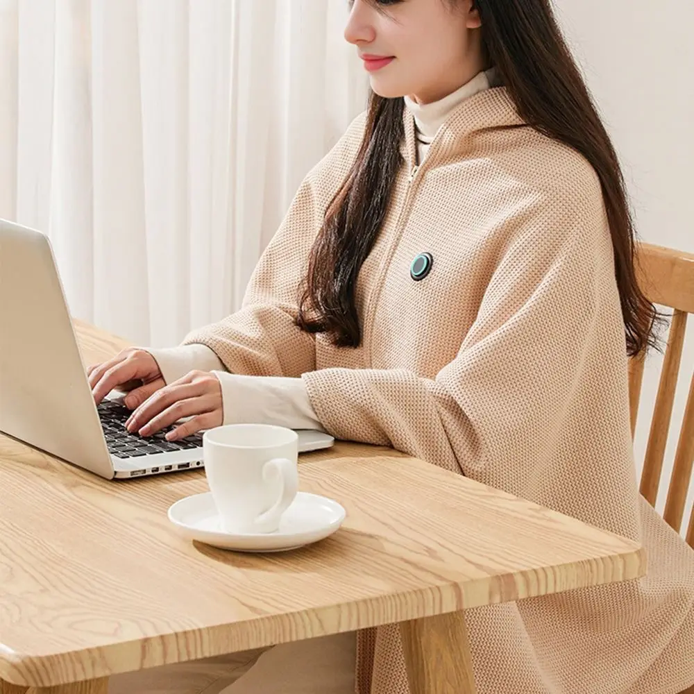 Wearable Electric Heated Blanket Zipper Closure Adjustment USB Heated Shawl 3 Heating Levels Washable Heating Large Shawl Travel