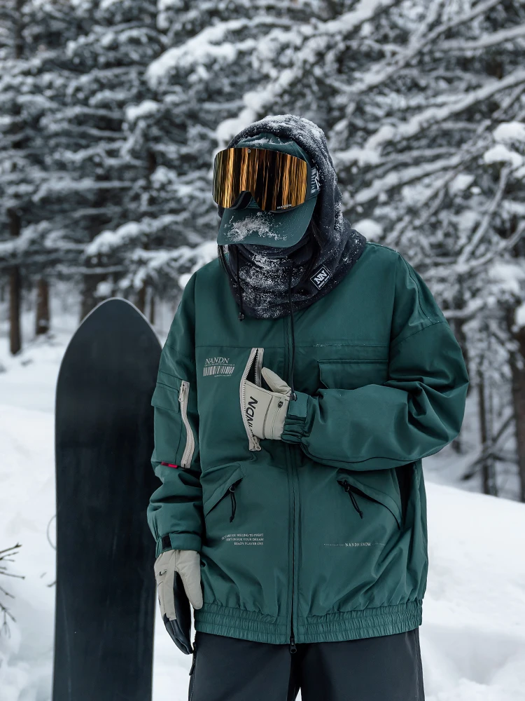 NANDN Ski Suit Women's Waterproof and Windproof Niche Autumn and Winter Loose Top Men's Cold-proof Warm Snow Suit