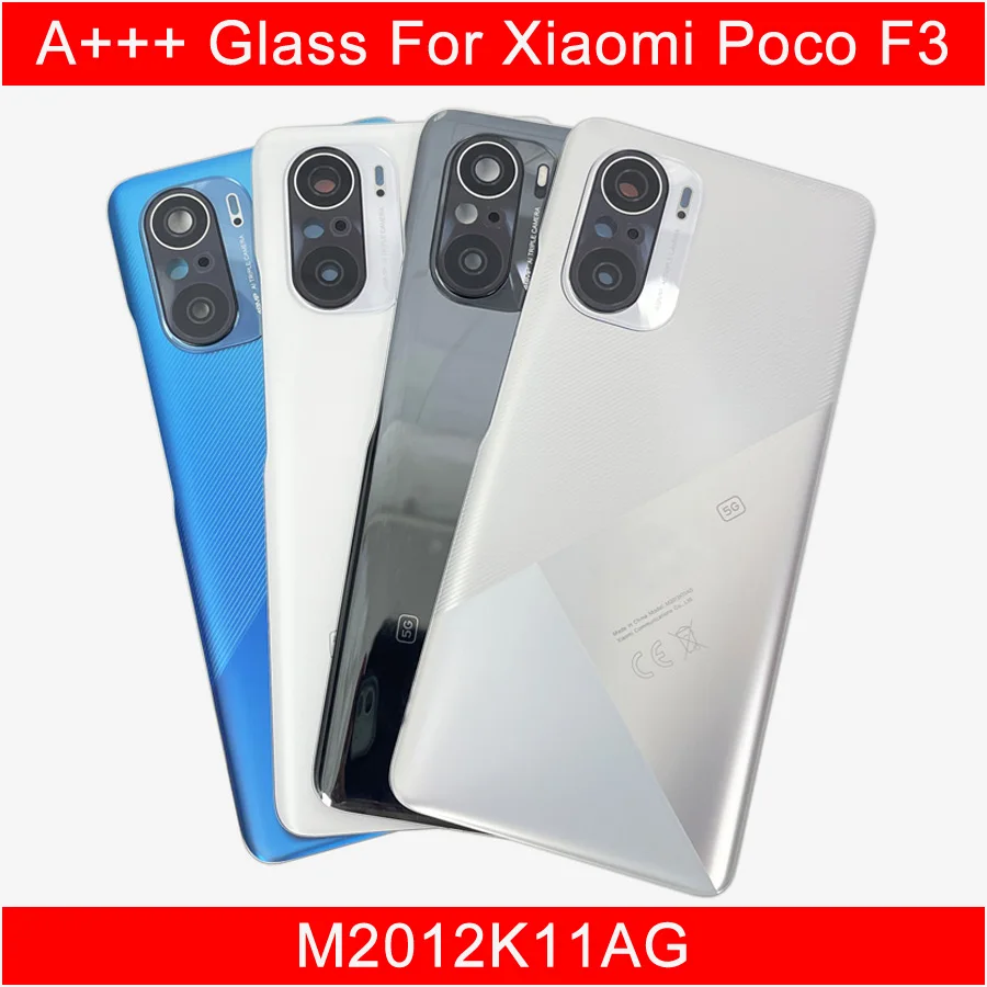 For Poco F3 Back Glass Cover For Xiaomi Poco F3 Back Door Replacement Hard Battery Case Rear Housing Cover With Adhesive phone back cover glass phone back cover glass battery cover