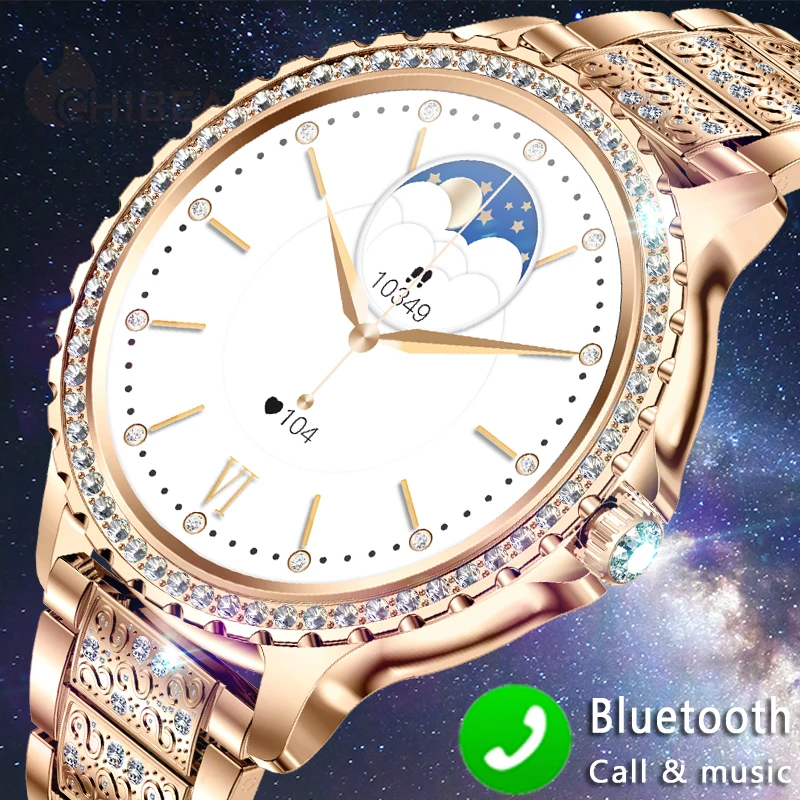 2023 New Fashion Women Bluetooth Call Smart Watch 1.32 "Amoled 360*360 Hd Screen Sport Fitness Ladies Smartwatch Diamond Band
