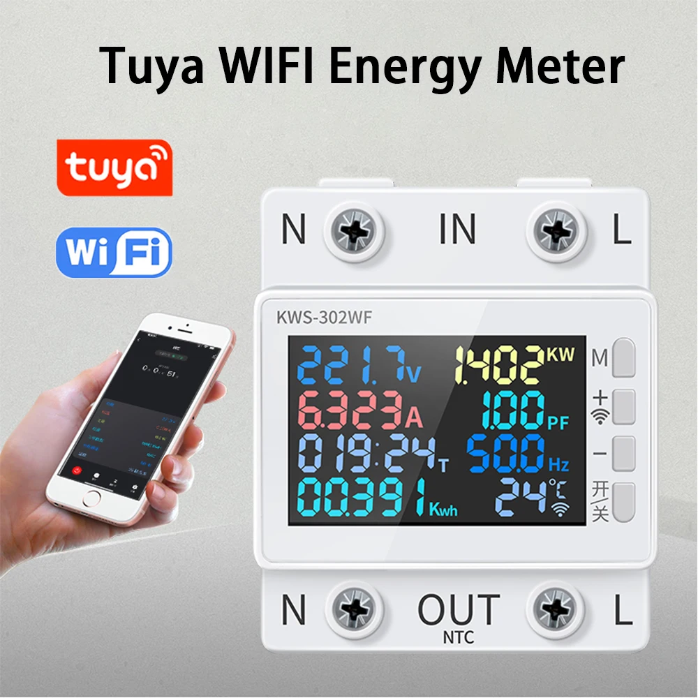 Power Meter Tuya WiFi Smart Earth Leakage Protector Switch Wattmeter Current Voltage Monitor Relay Circuit Breaker Energy Meter