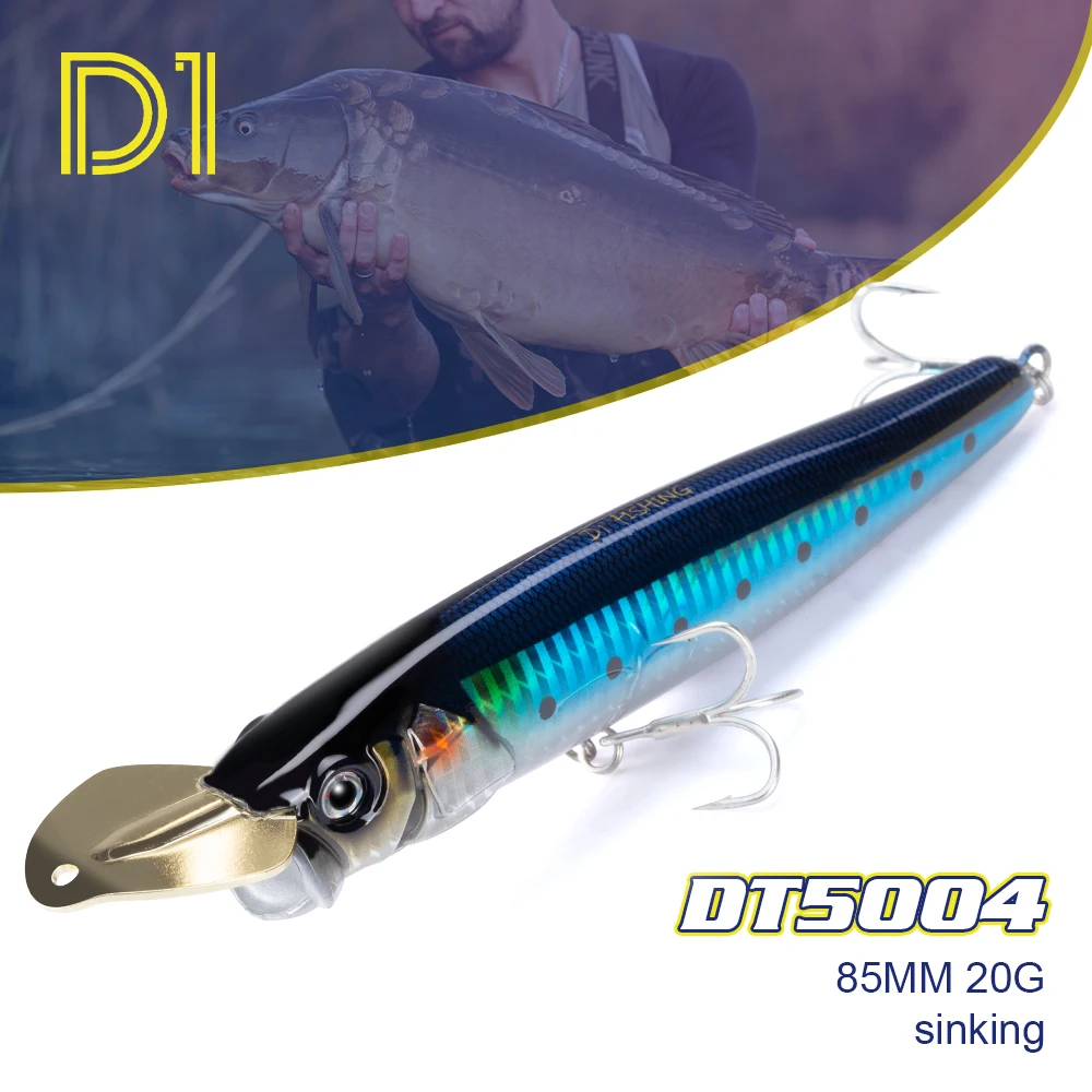 D1WTDTopWaterLureMetalLipSinkingPopper65mm85mm150mmLong