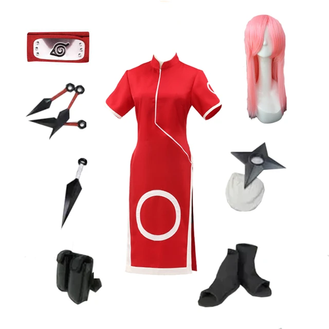 Naruto Haruno Sakura Ninja Dresses Set Cosplay Costume – Cosplay Clans