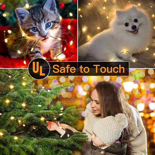 10-120 M Led-Es Húrfények Zöld Huzal Tündérfények Meleg Fehér Koszorú Kültéri Otthoni Karácsonyi Esküvői Party Kerti Dekoráció - Image 4