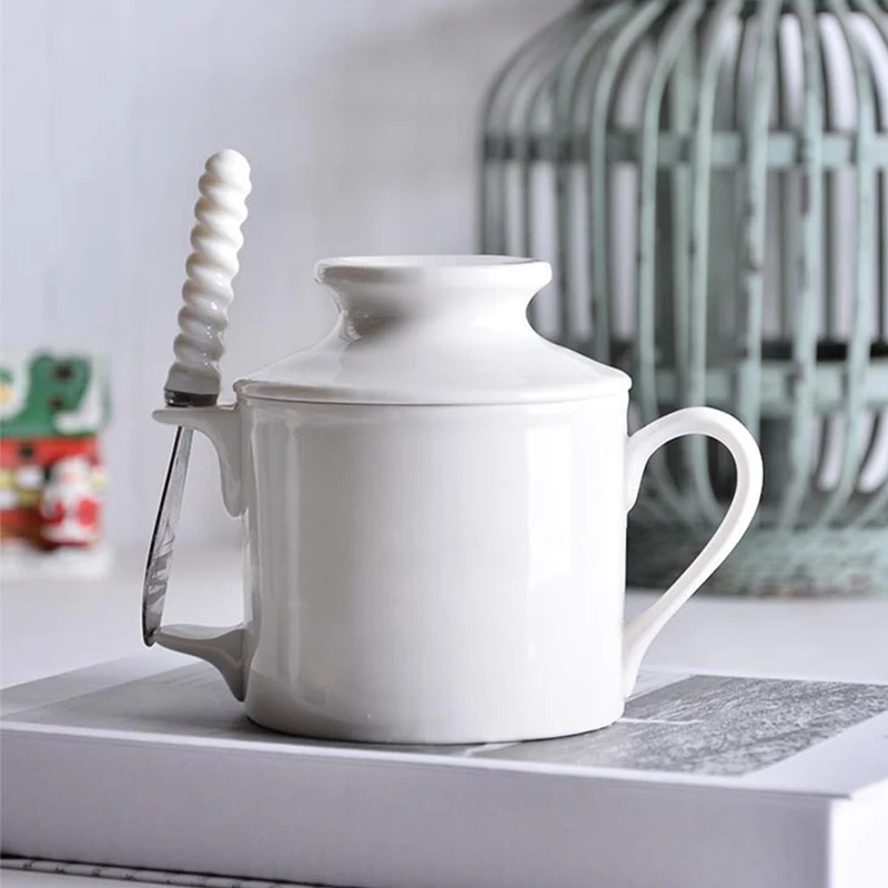 Minimalist Ceramic Butter Dish Cheese Storage Container with Lid-Tableware Set