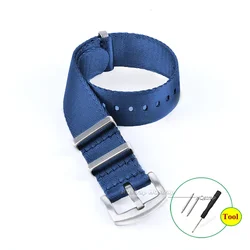 Premium Braided Nylon Canvas Watch Band - Universal Soft Sport Bracelet Accessory - 22mm (Blue)