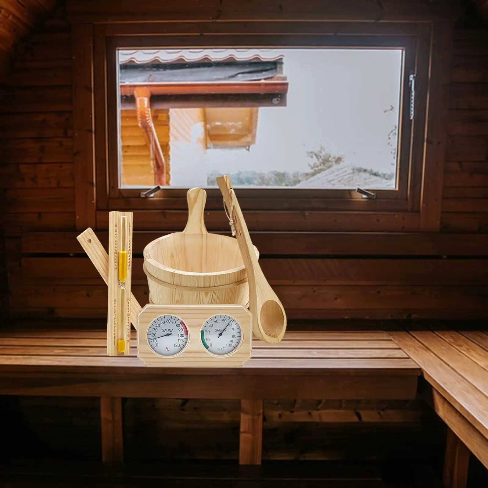 Sauna Accessories Set 4L Bucket Ladle Hourglass Sand Timer for Bathroom SPA Bathtub Sauna Accessories Set 4L Bucket Ladle Hourglass Sand Timer for Bathroom SPA Bathtub