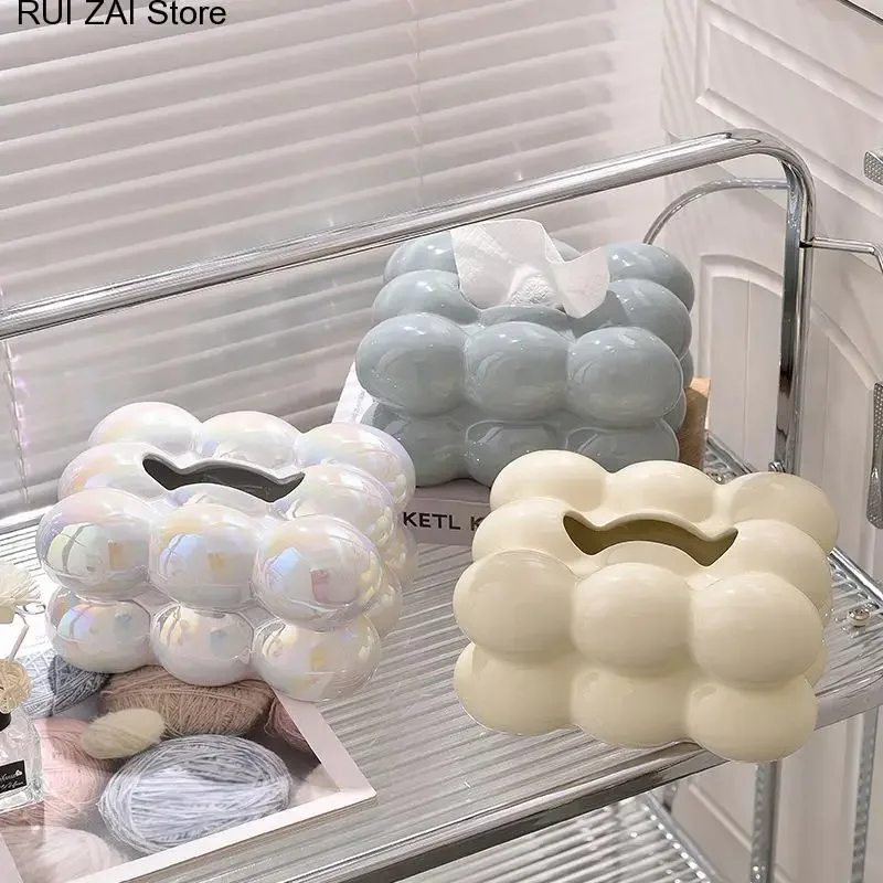 

Box Home Holder Decor Napkin Cream Room Boxes Storage Living Ceramic Luxury Tissue Cover Marshmallow