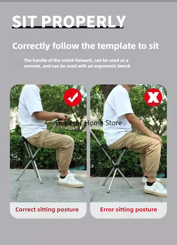Portable Outdoor Foldable Crutch Chair Elderly Walking Stool Lightweight Mountain Climbing Beach Chairs Walking Stick Furniture