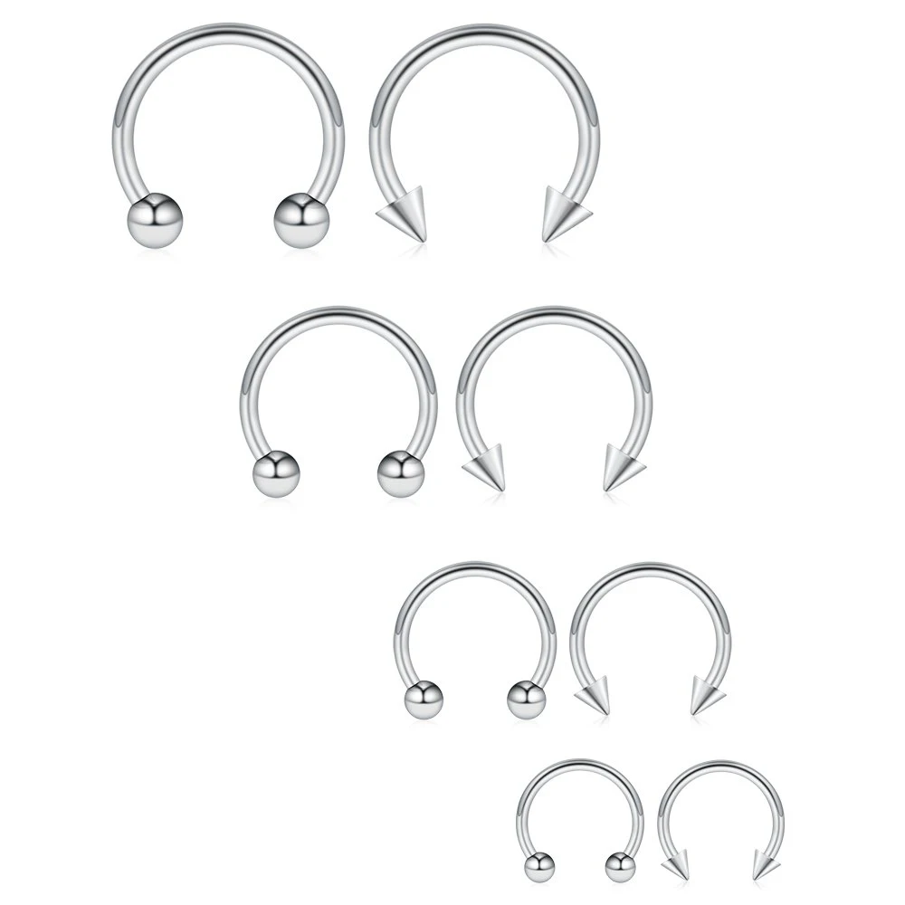 1PCS 16G Surgical Steel Nose Septum Horseshoe Hoop Earring Eyebrow Tragus Lip Piercing Ring Balls Spikes 6-12mm Nose Rings