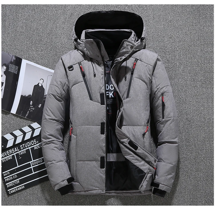 Men's Thick Warm Snow Parkas Men White Duck Down Parkas -20 Degree Winter Jacket Overcoat Windbreaker Hooded Parkas Coat Hombre