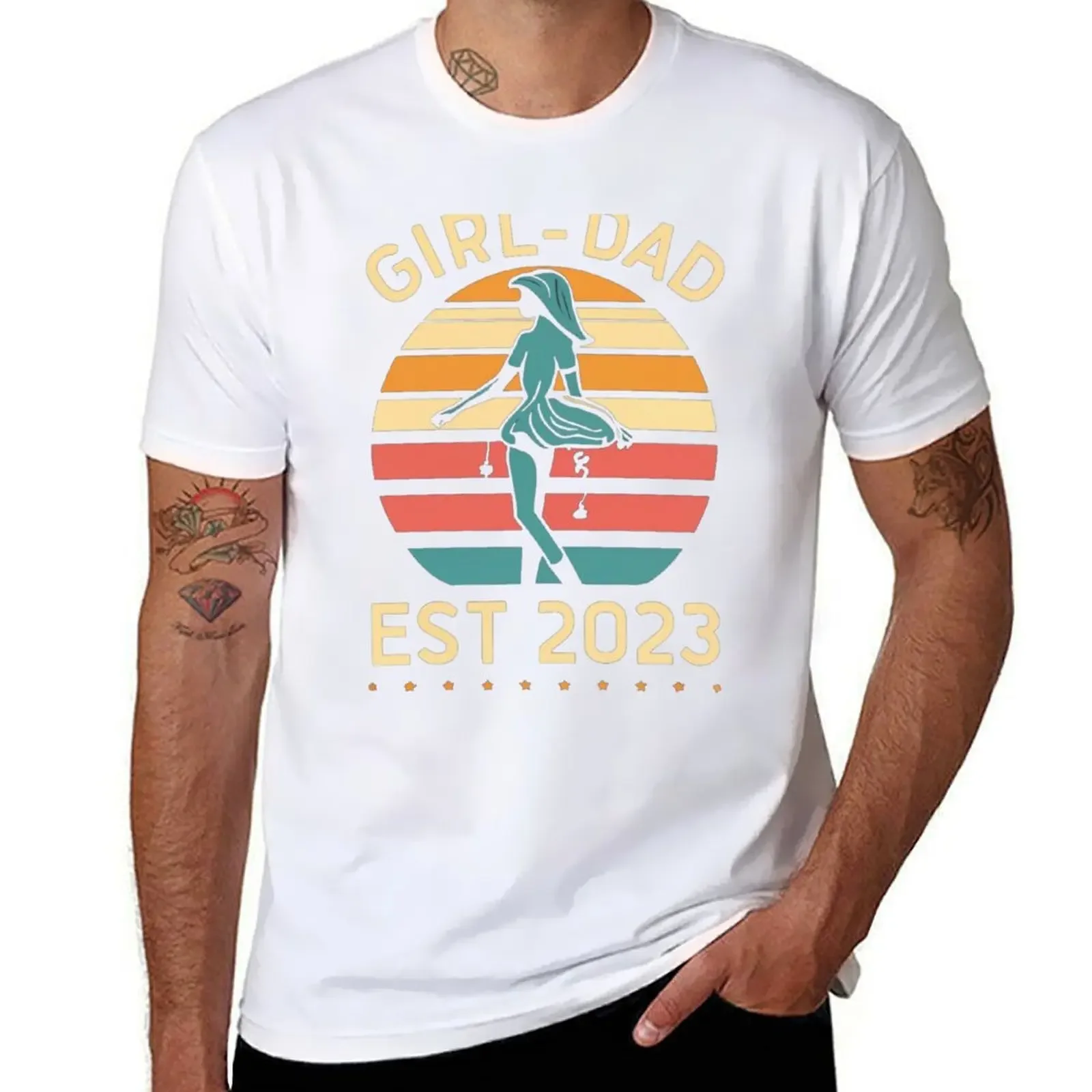 

Perfect Girl Dad Est 2023 Vintage Mens 80s New Daddy T-shirt cute tops aesthetic clothes tops oversized oversized t shirt men