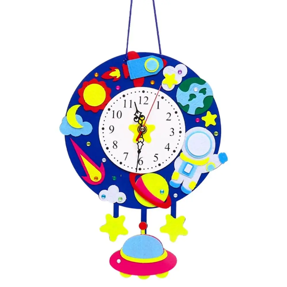 

DIY Puzzle Cognition Clocks Toys Hour Minute Second Cartoon Clock Time Teaching Aid Nonwoven Fabric DIY Clock Toys