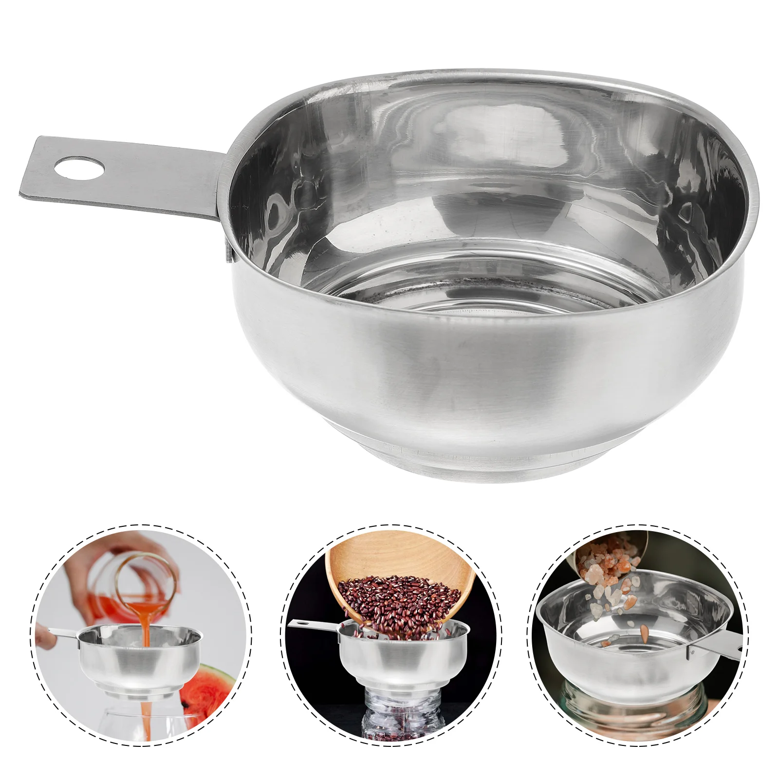 

wide mouth kitchen canning funnel: wide funnel stainless steel jar funnel with handle for transferring dry and wet baggie