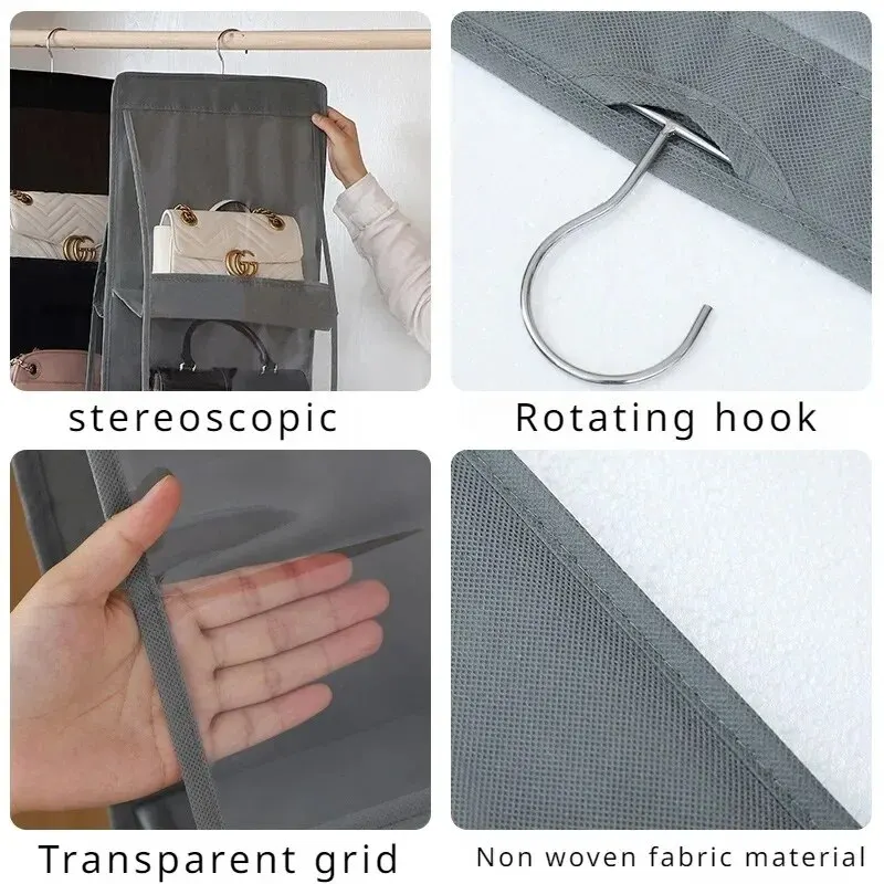 For Wardrobe Closet Transparent Storage Bag Hanging Handbag Organizer Door Wall Clear Sundry Shoe Bag with Hanger Pouch hanging storage bag