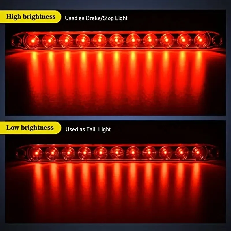 1 x wasserdichte 16-Zoll-LKW-Heckanhängerleuchte mit 11-LEDs und Bremsstopp, Park-Markerleiste mit hoher/niedriger Helligkeit – 12 V, bernsteinfarben, rot, weiß – Detail 2