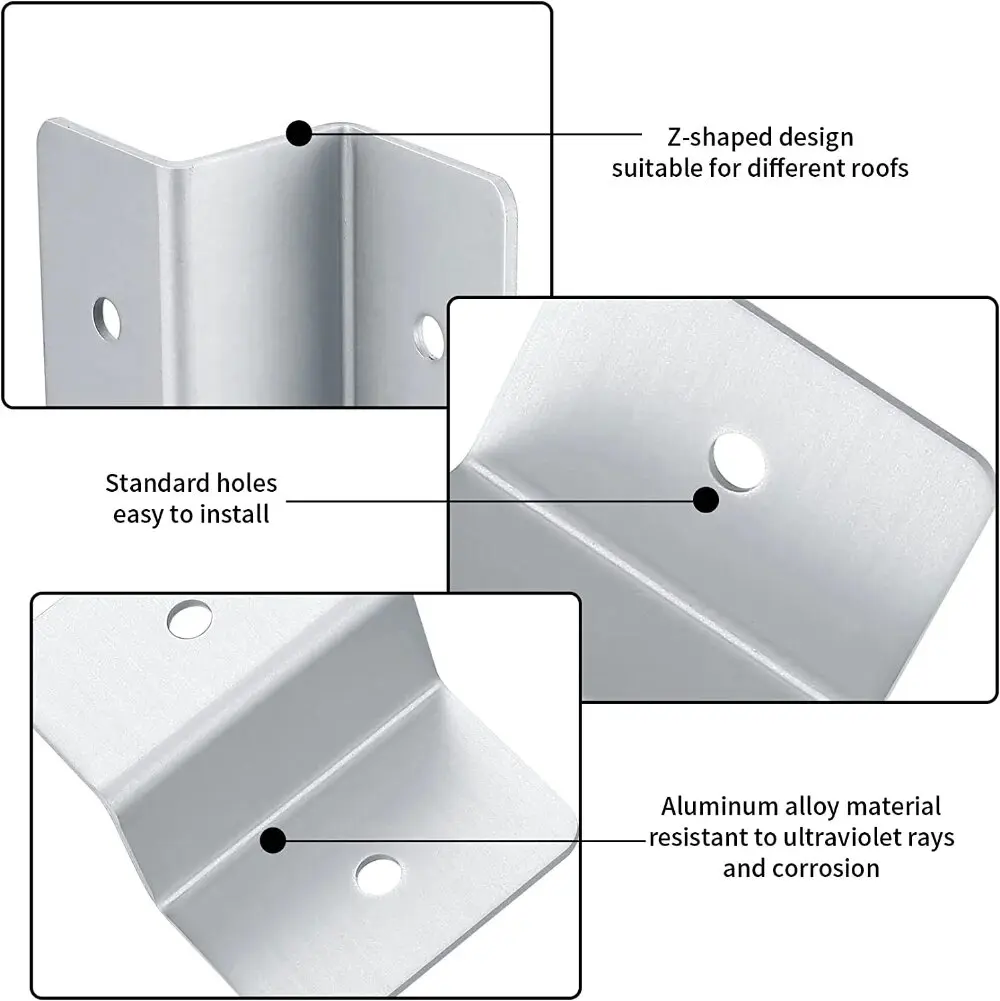 Solar Panel Mounting Bracket Z Style Aluminum Alloy Roof Support Caravan Solar System Installation Accessories 4/8 Pcs solar panel brackets