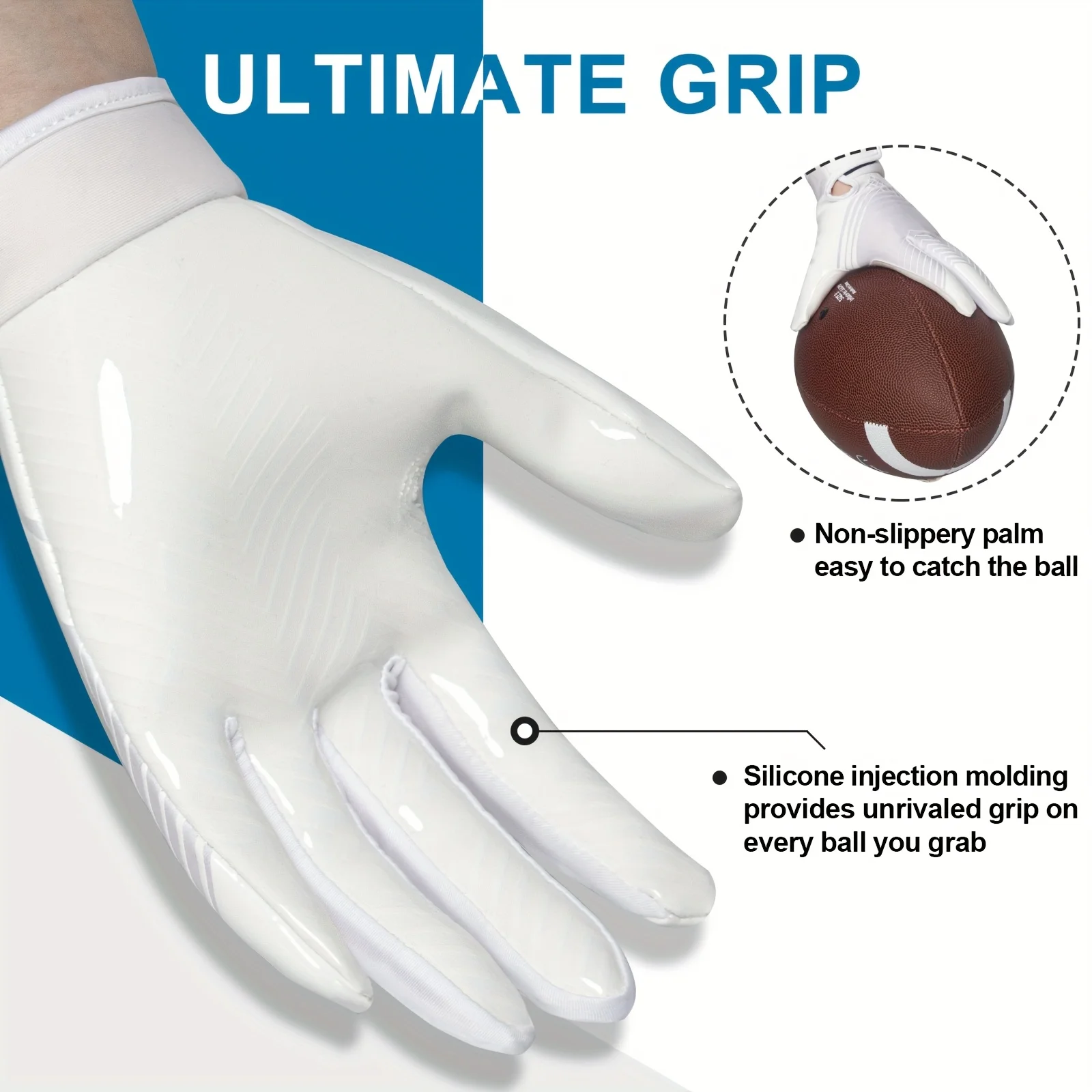Non-Slip rugby gloves Full Finger Cycling Gloves Silicone Grip Palm American Football Receiving Gloves Outdoor Training & Game 3