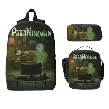 3Pcs ParaNorman Cartoon Movies School bags Set for Kids Pencil Boxes Backpack Sets with Lunch Box For School Students Knapsack 1