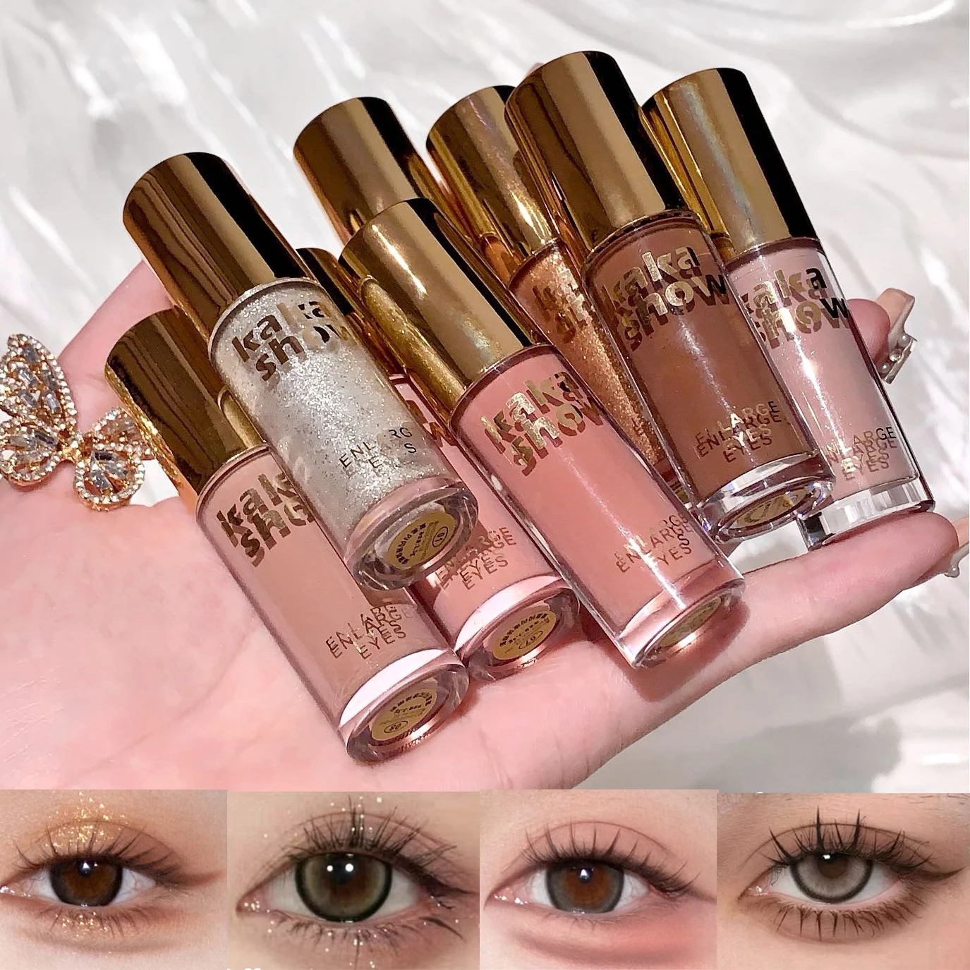 Kakashow Mist Eyeshadow Liquid Matte Pearlescent Shimmer Brightens Earth-colored Liquid Eyeshadow Complete Eyemakeup in 3 Min