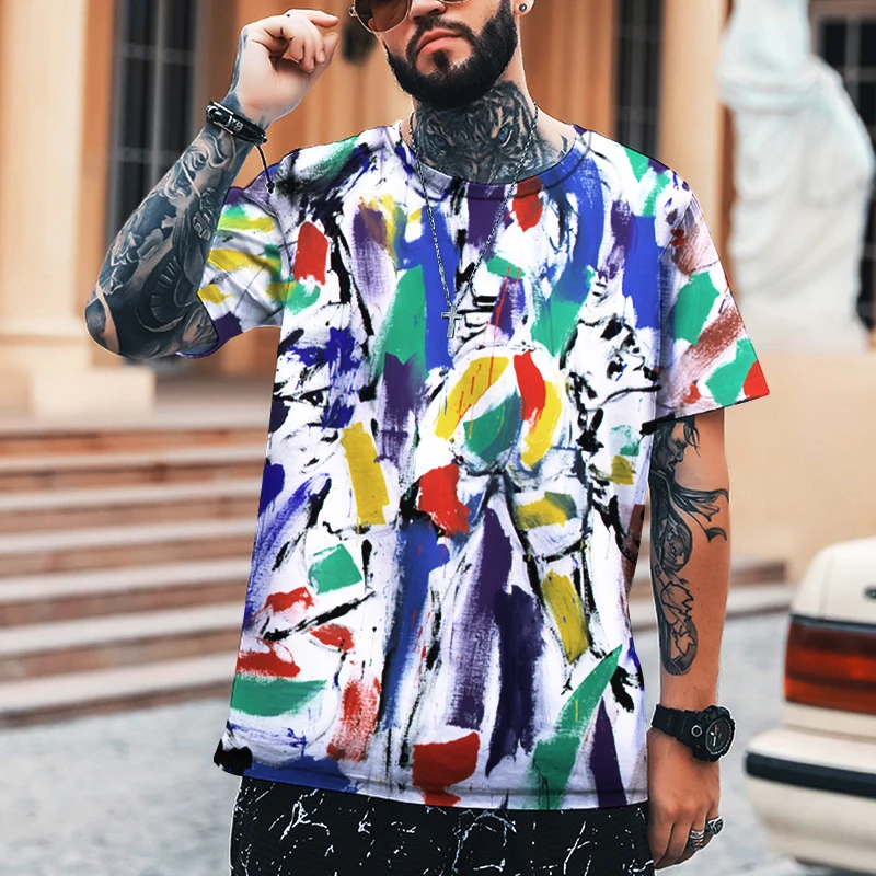 Pittura Graffiti da parete Stampa 3D da uomo T-shirt Leica in poliestere di alta qualità Comodo top di abbigliamento di marca da donna di grandi dimensioni 2