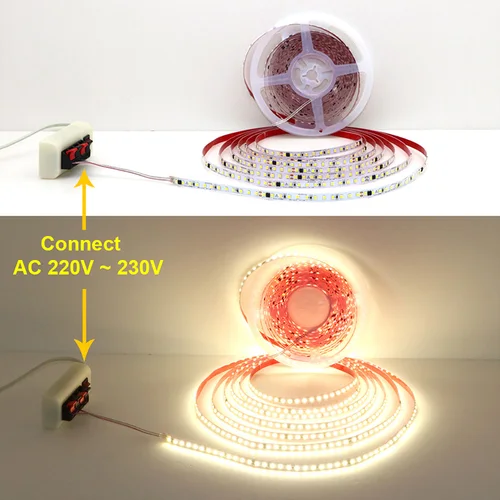 600 LED 스트립 2835 120LEDs/m 홈 램프 스트립, 레드 아이스 블루 그린 옐로우 핑크, 유연하고 커팅 가능한 소프트 램프 바, AC220V, 230V, 5M 4