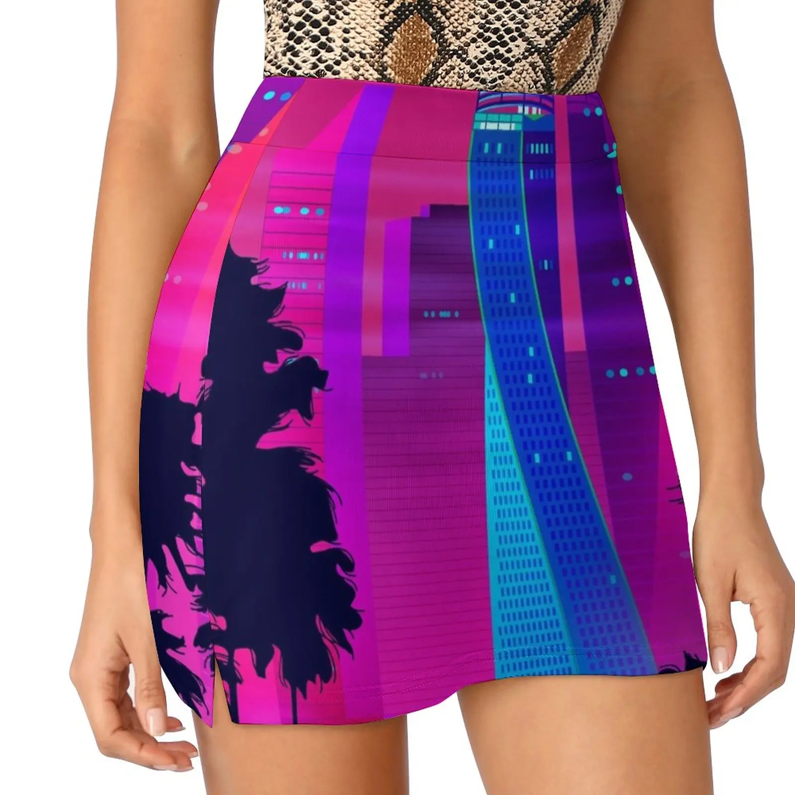

Synthwave Neon City: Miami Vice Light proof trouser skirt Woman skirts Womens dresses Sexy mini skirt