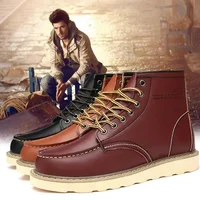 Winter Leather Warm Men Boots Mens Snow Boots with Fur Handmade No-slip High Top Male Work Shoes Waterproof Male Ankle Boots
