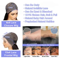 Perruque Bob Lace Frontal Wig naturelle, cheveux courts, lisses, 13x4, 100% cheveux humains, pre-plucked, 12, 14 pouces, 200% 6