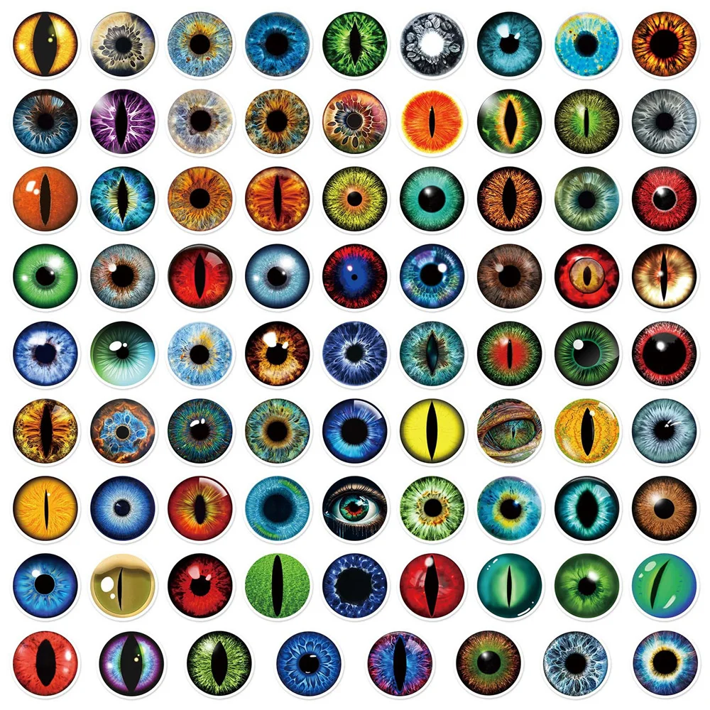 80pcs Eye Animal Pupil Stickers Guitar Phone DIY Custom Glass Jewels Sticker Vintage Journal Accessories Scrapbooking Supplies