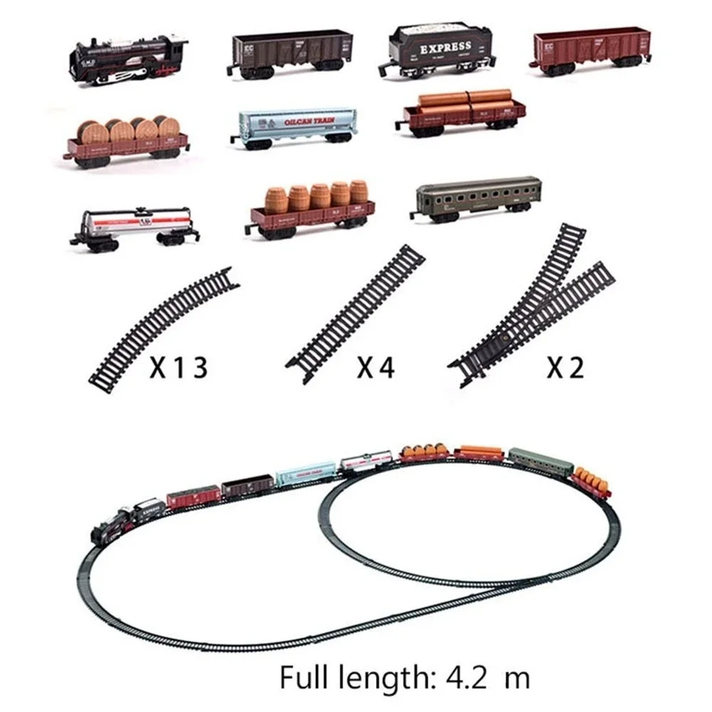Electric Smoke Simulation Classical Steam Train Track Toy Trains Model Kids Truck for Boys Railway Railroad electric train set