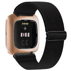 Adjustable Elastic Nylon Breathable Sport Watchband Bracelet - fitbit sense (Black)