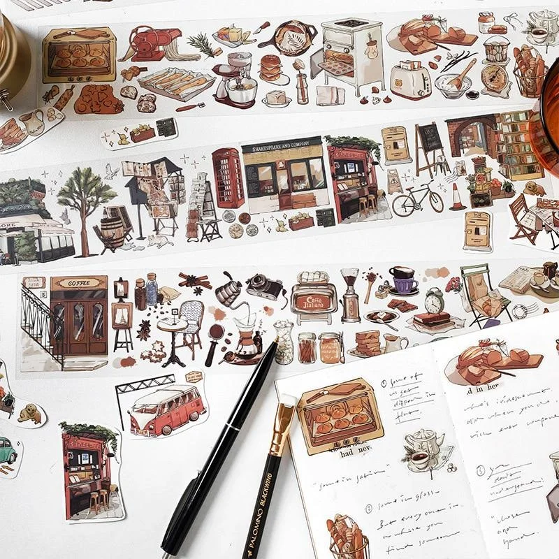 Washi Tape Retro Things Old Stuff Objects Car Kitchen Tool Beard Food Diy Label For Art Project Scrapbooking Journal Album Diary