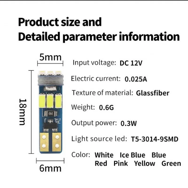 10 PCS 자동차 LED 고휘도 계기판 조명 T5 3014 9SMD 계기판 표시등 중앙 제어등 높음