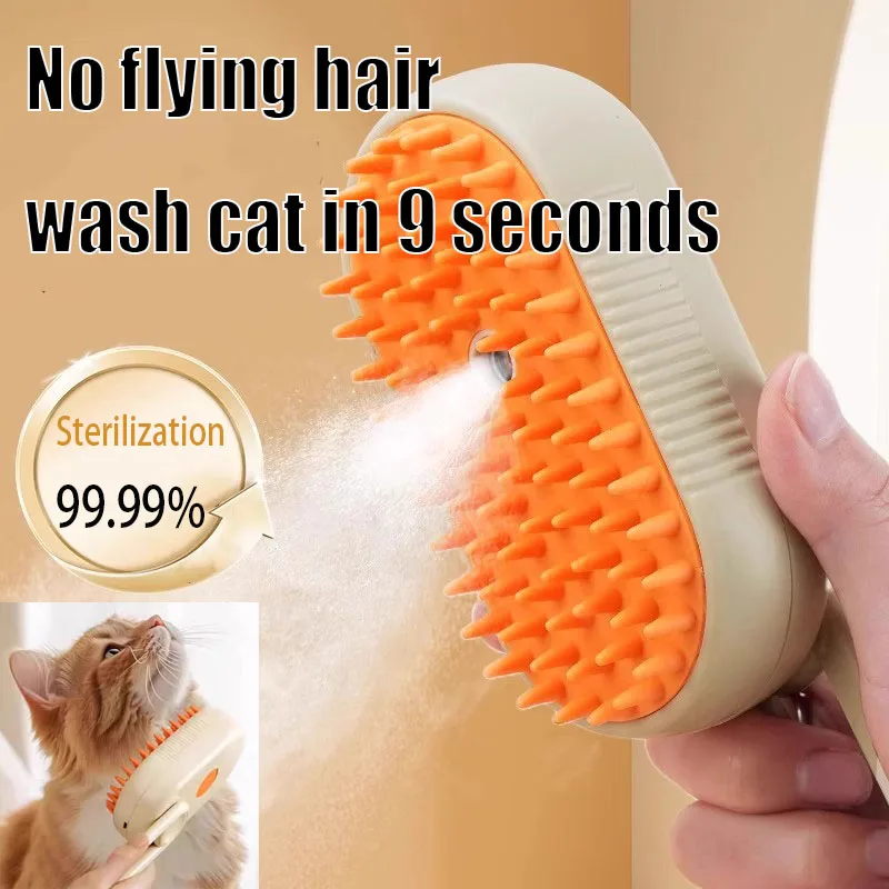 Ångborste 3-i-1 för hund och katt, massageborste för päls_voghion.com