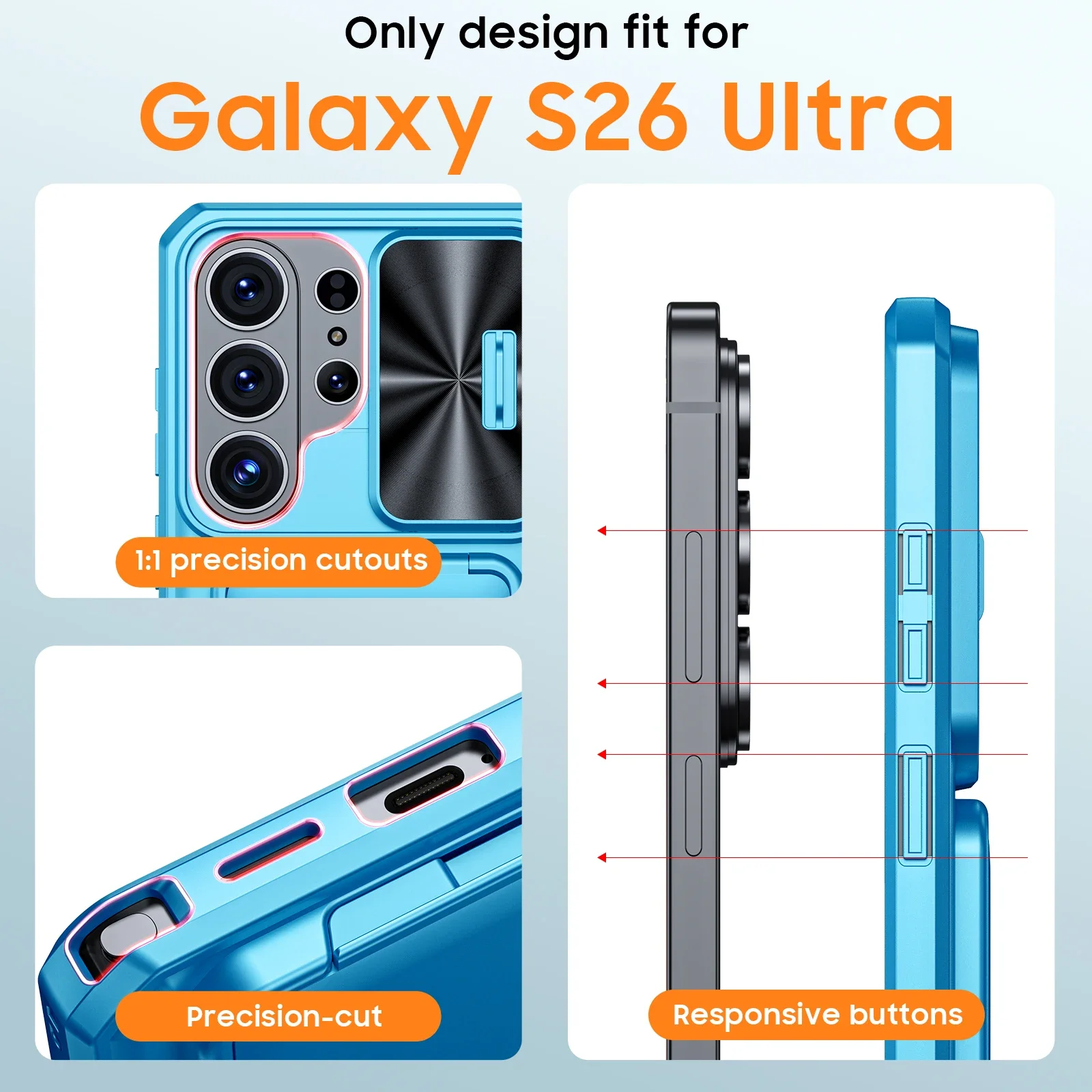 Light Blue Shockproof Phone Case with Camera Holder - Full Coverage TPU Design