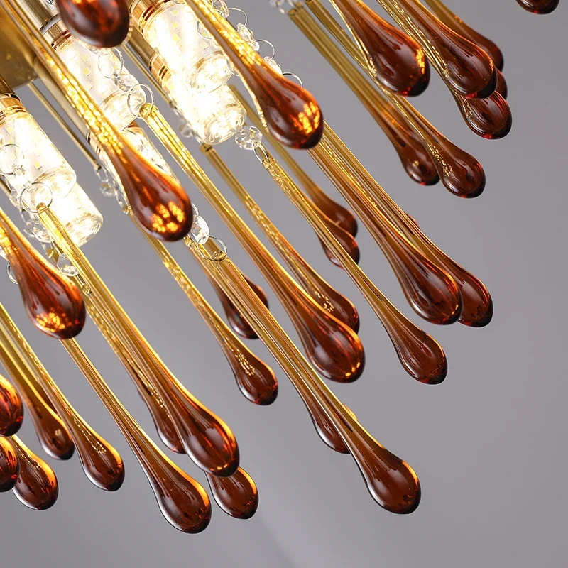 Artpad Retro French Branch Colorful Crystal Chandeliers For Living Room Romantic Raindrop Coloful Crystal Hanging Pendant Light led chandelier ceiling chandelier