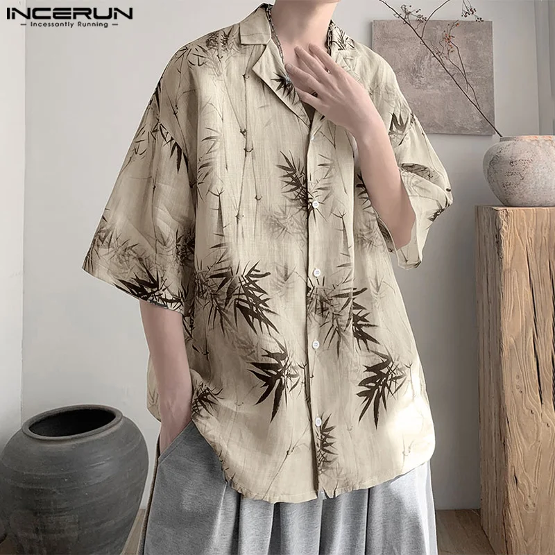 

2024 Summer Short Sleeve Printed Men Shirt Vintage Tops Tee Men Clothing INCERUN Chemise Oversized Loose Blusas Streetwaer S-5XL