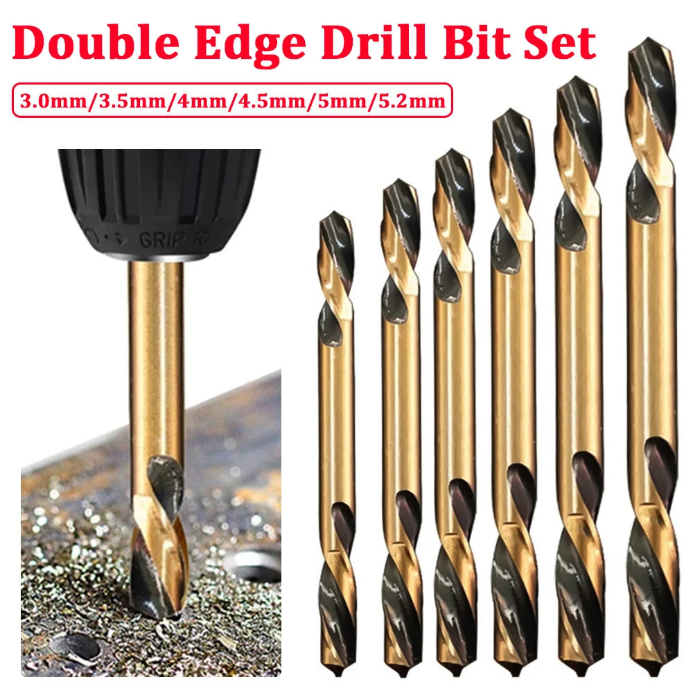 

6pcs HSS Double-headed Twist Auger Drill Bit Set For Metal Stainless Steel Iron Wood Drilling Power Tool Double Ended Drill Bits